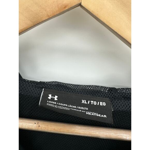 Under Armour Full Zip Jacket Men XL Loose Black Hood Lightweight Windbreaker - Picture 6 of 8
